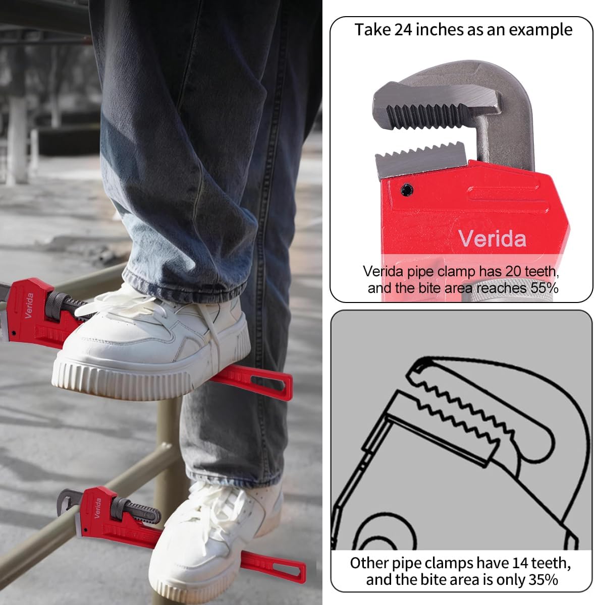 Llave tubo 24pulg acero cromo vanadio color rojo