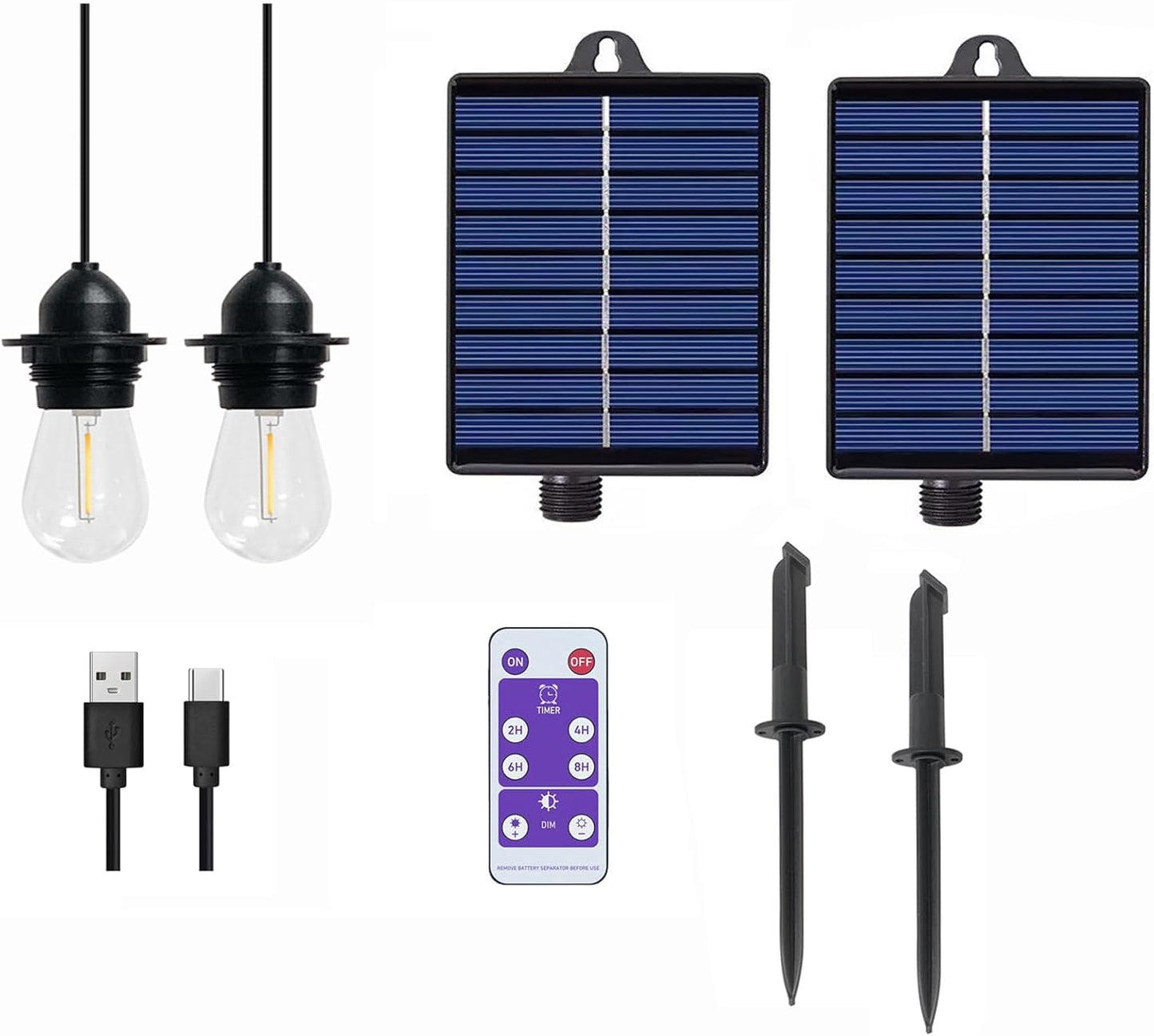Luz colgante solar USB impermeable 8 modos