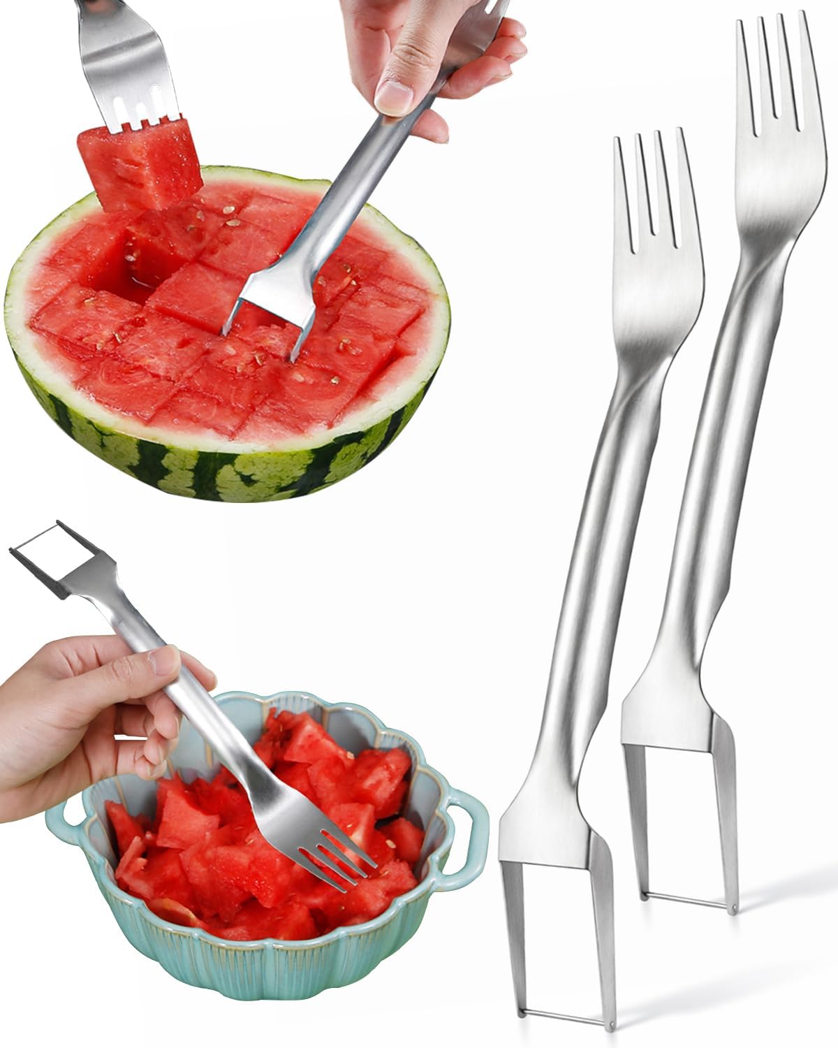 Cortador de sandía 2 en 1 acero inoxidable para fiestas y camping