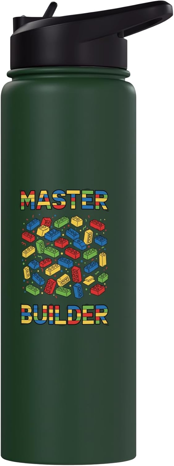 Botella de agua acero inoxidable para cumpleaños con bloques de ladrillo