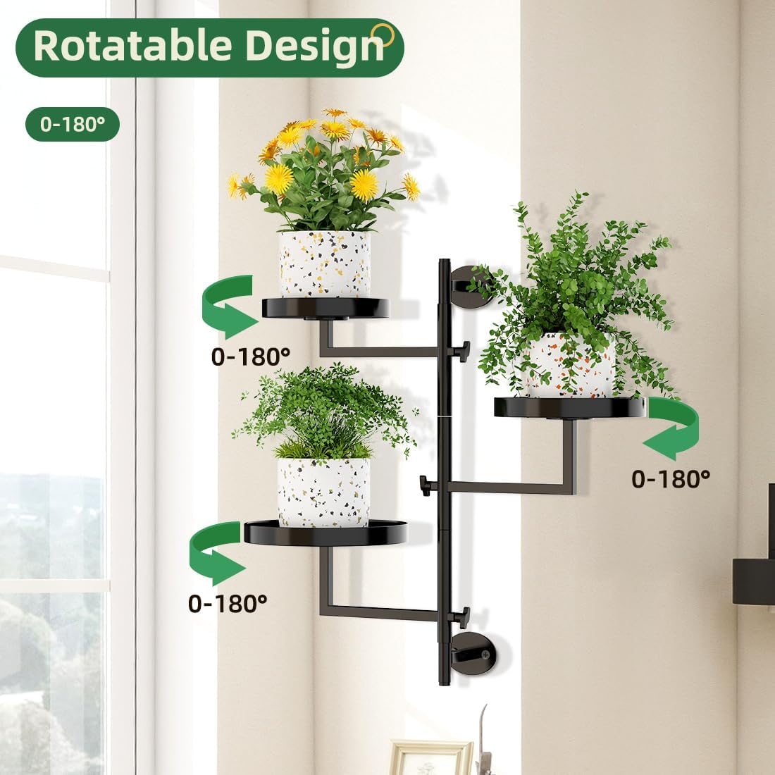 Estante giratorio para plantas de 3 niveles metal