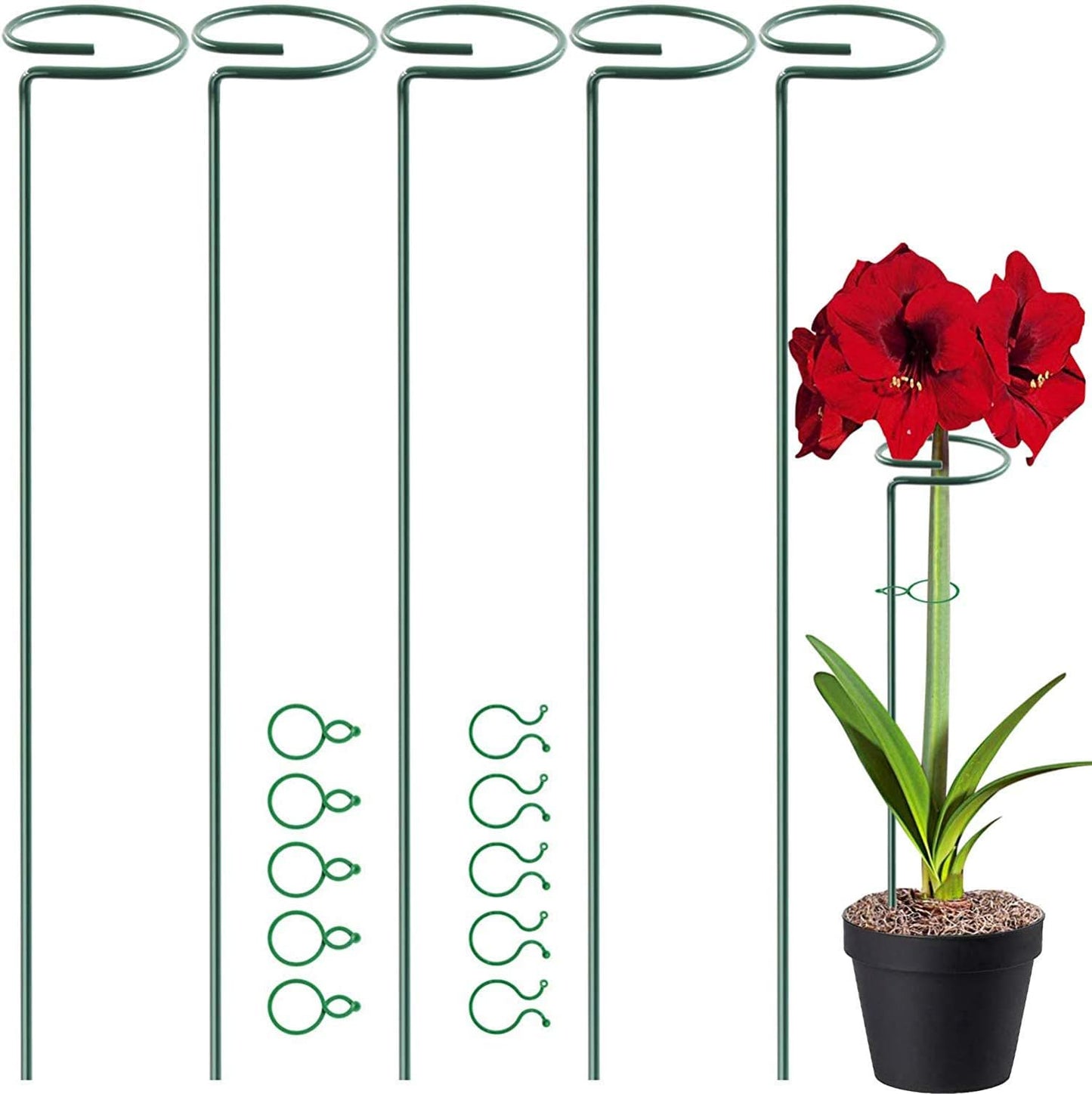 Estacas soporte plantas 17pulg grosor 10 clips tallo tomate