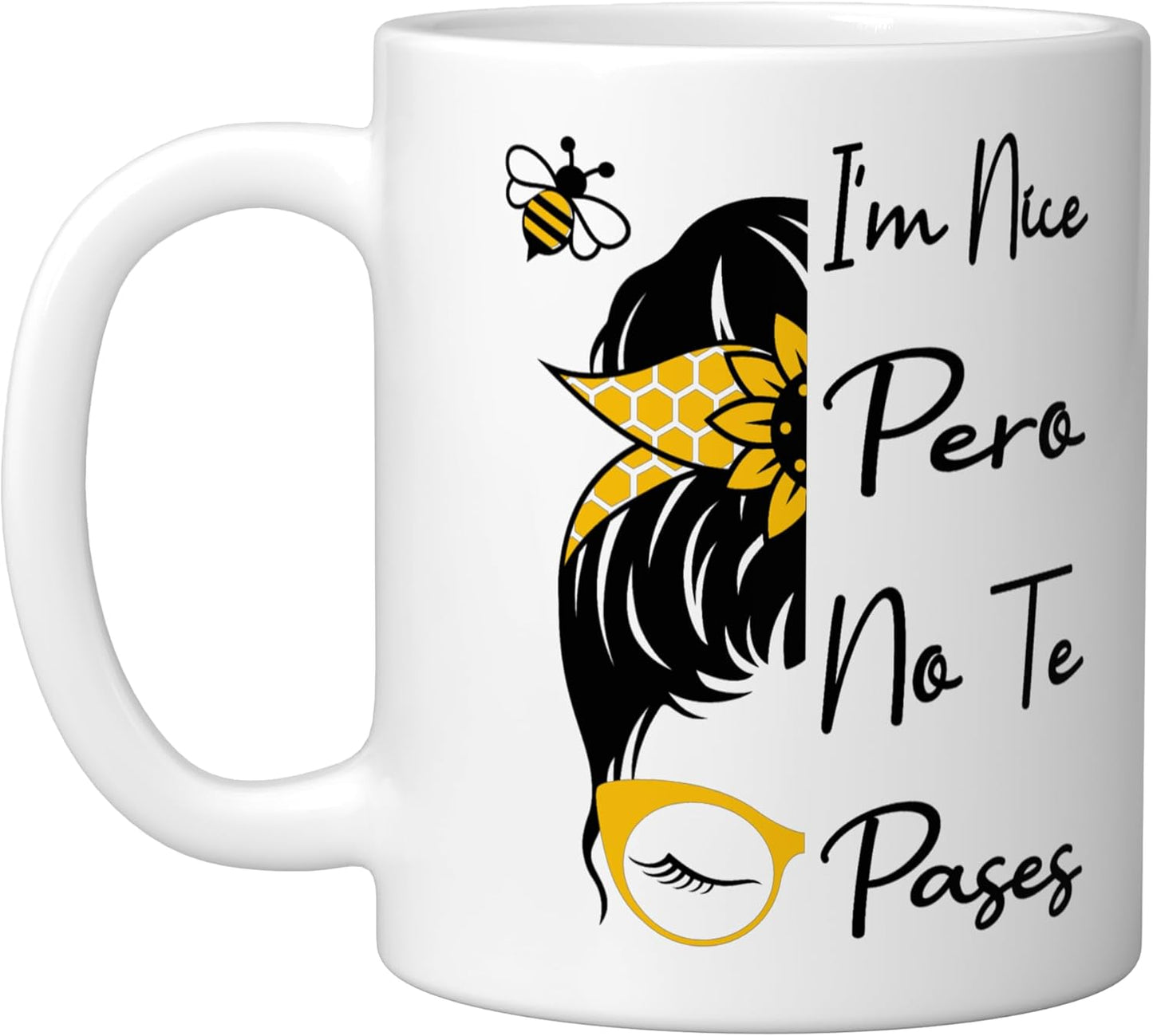 Taza Cerámica Blanca Frase Latina Messy Bun