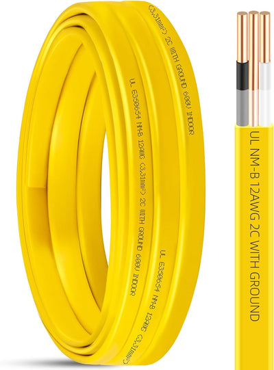 Cable NM-B 12/2 15 pies con tierra cobre sólido