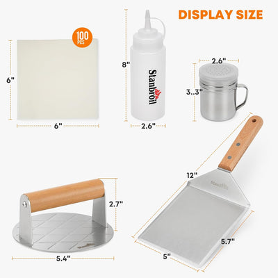 Kit 5 Pzas Prensa Hamburguesa Espátula Acero Inox Triturador