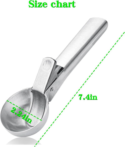Cuchara helado acero inox gatillo mango cómodo plateada