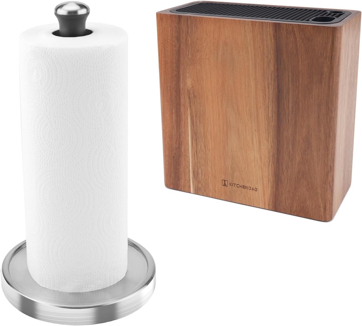 Soporte papel y bloque cuchillos acacia