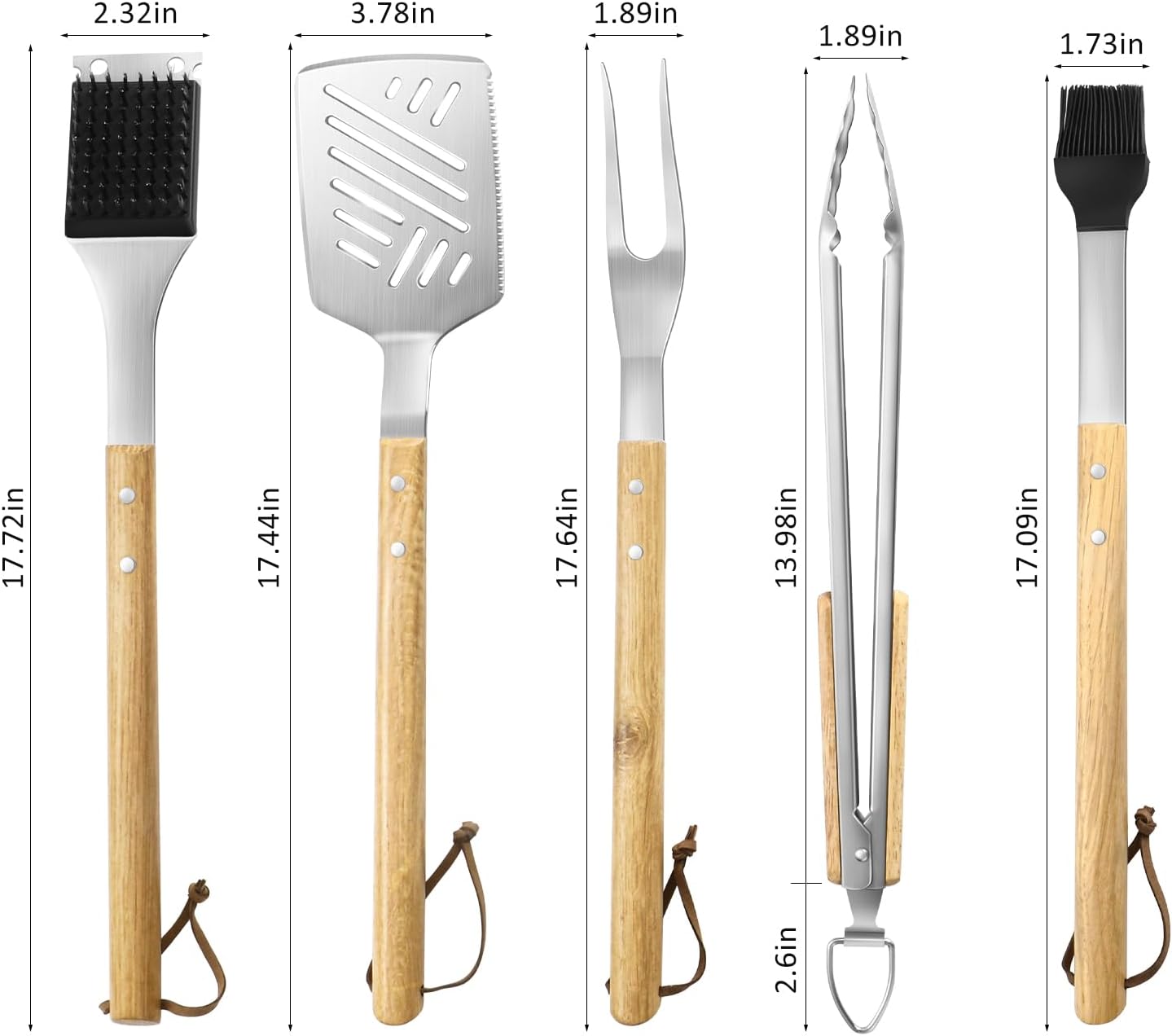 Set 5 Herramientas Barbacoa Acero Inox Espátula Tenedor