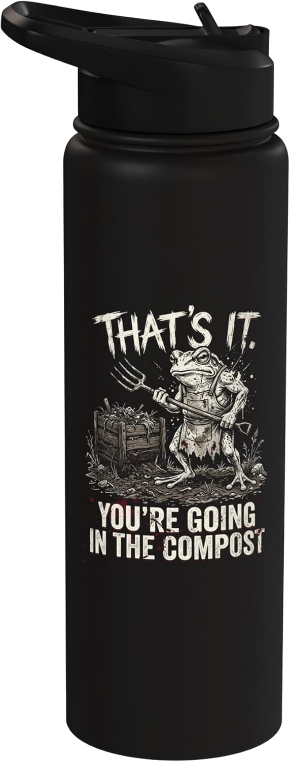 Botella de agua acero inoxidable con humor oscuro Grumpy Frog