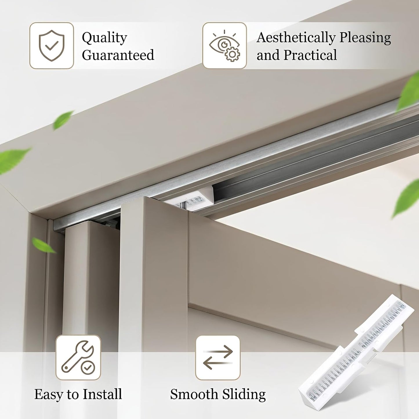 2 Pzas Guía Puerta Corredera ABS para Puertas Bifolding