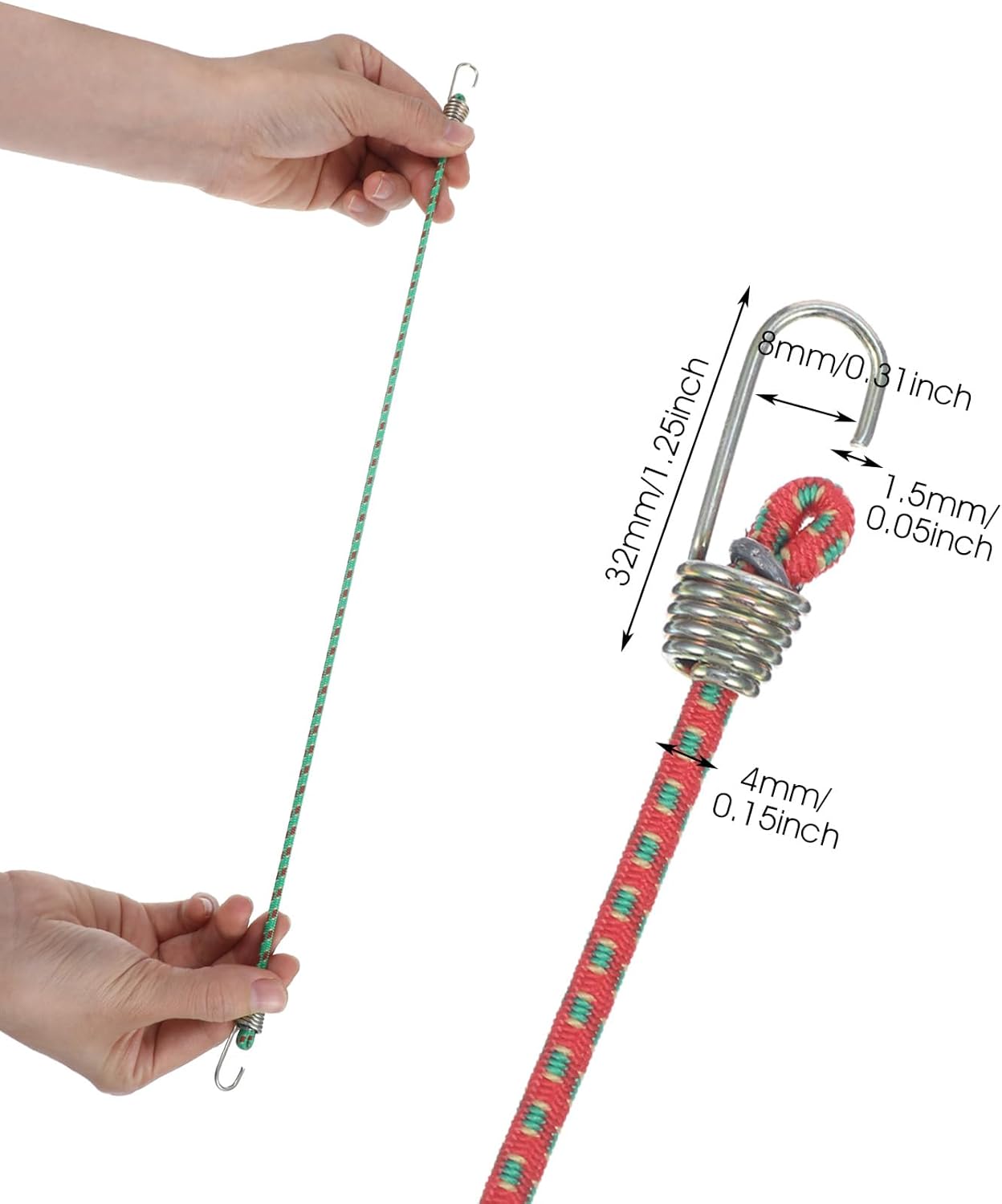 Cuerdas elásticas con ganchos 10pulg set 15uds