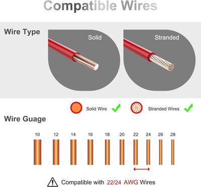 Conectores T-Tap 3 vías 1 pin 10 uds para cable 22-24 AWG