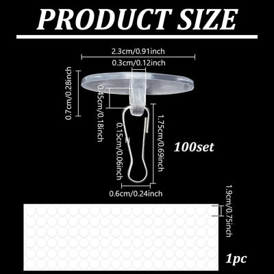 100 Pzas Gancho Techo Autoadhesivo Transparente para Decoración