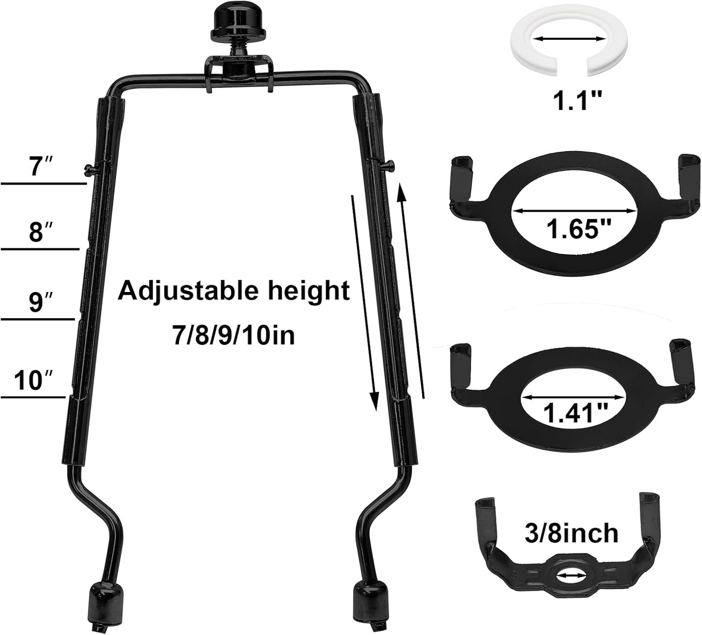 Kit adaptador soporte lámpara 7-10 pulg ajustable E14 E26 E27 negro