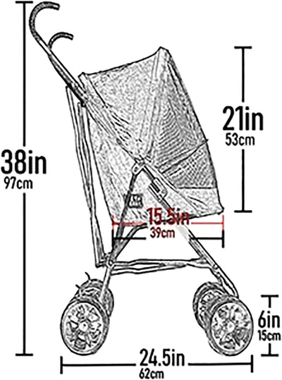 Cochecito para mascotas hasta 15lb ruedas grandes plegable