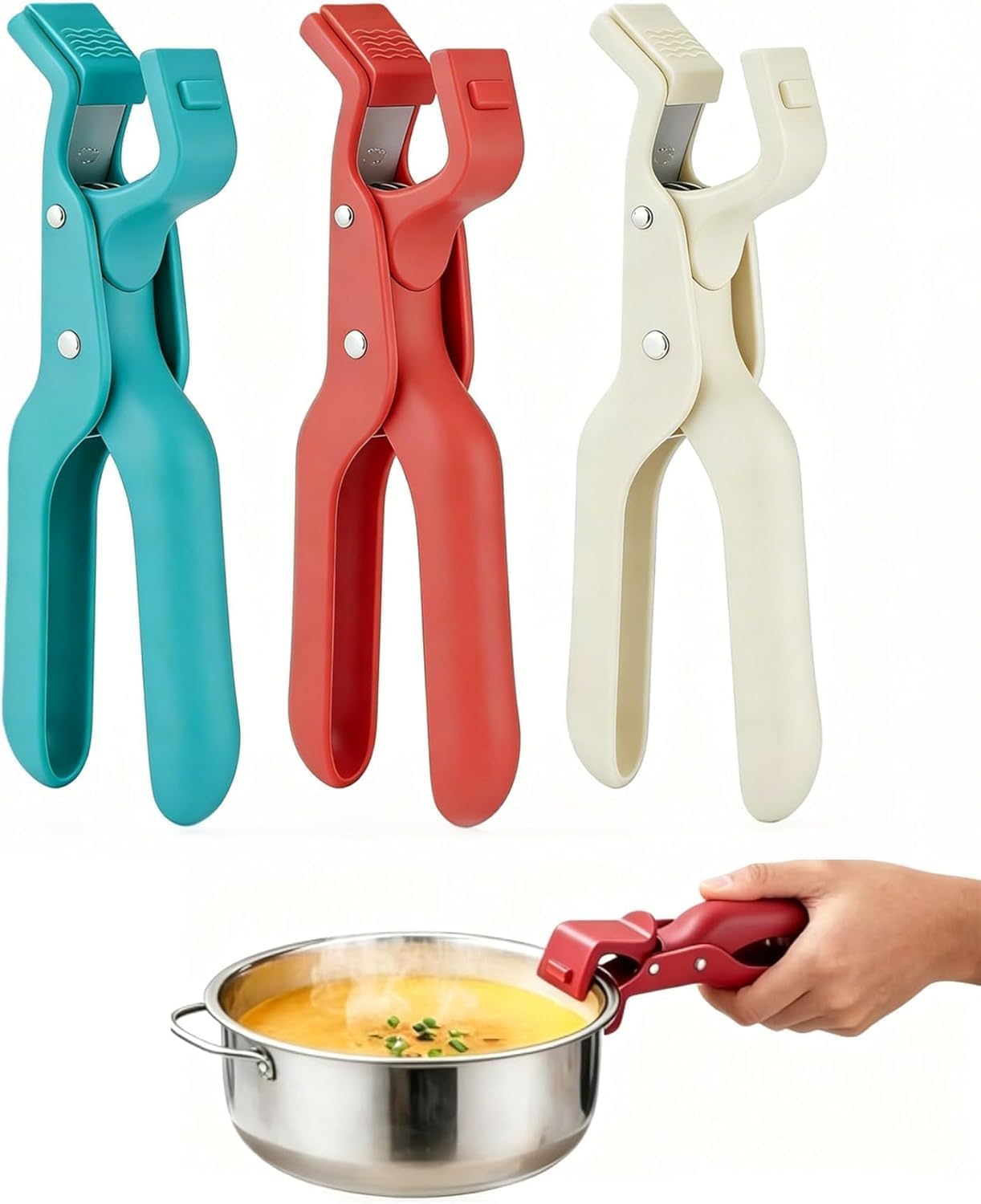 Pinzas de cocina antideslizantes resistente al calor 3 unidades