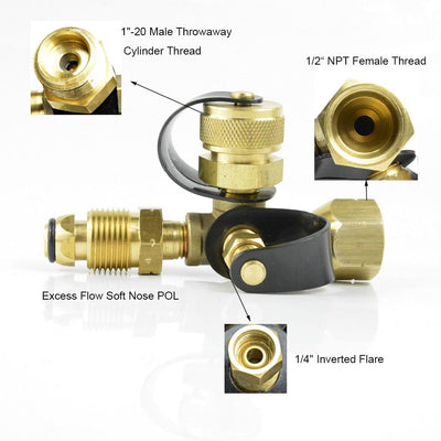 Adaptador T latón gas propano 4 puertos RV