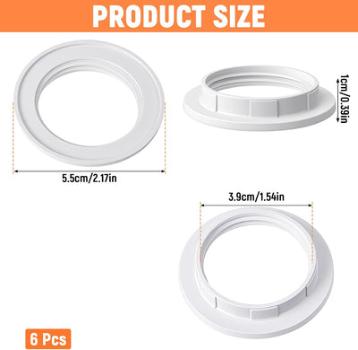 6 Anillos Adaptador Luz Blanca E26 E27 1.5pulg ID
