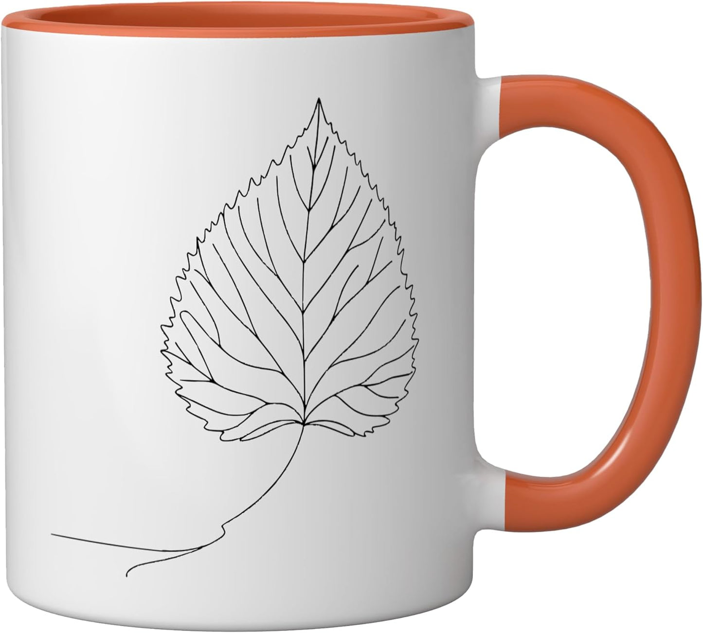 Taza Cerámica Arte Naturaleza Hoja Cerezo Naranja/Blanco