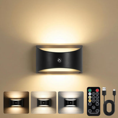 Aplique pared inalámbrico recargable con control remoto 3 colores