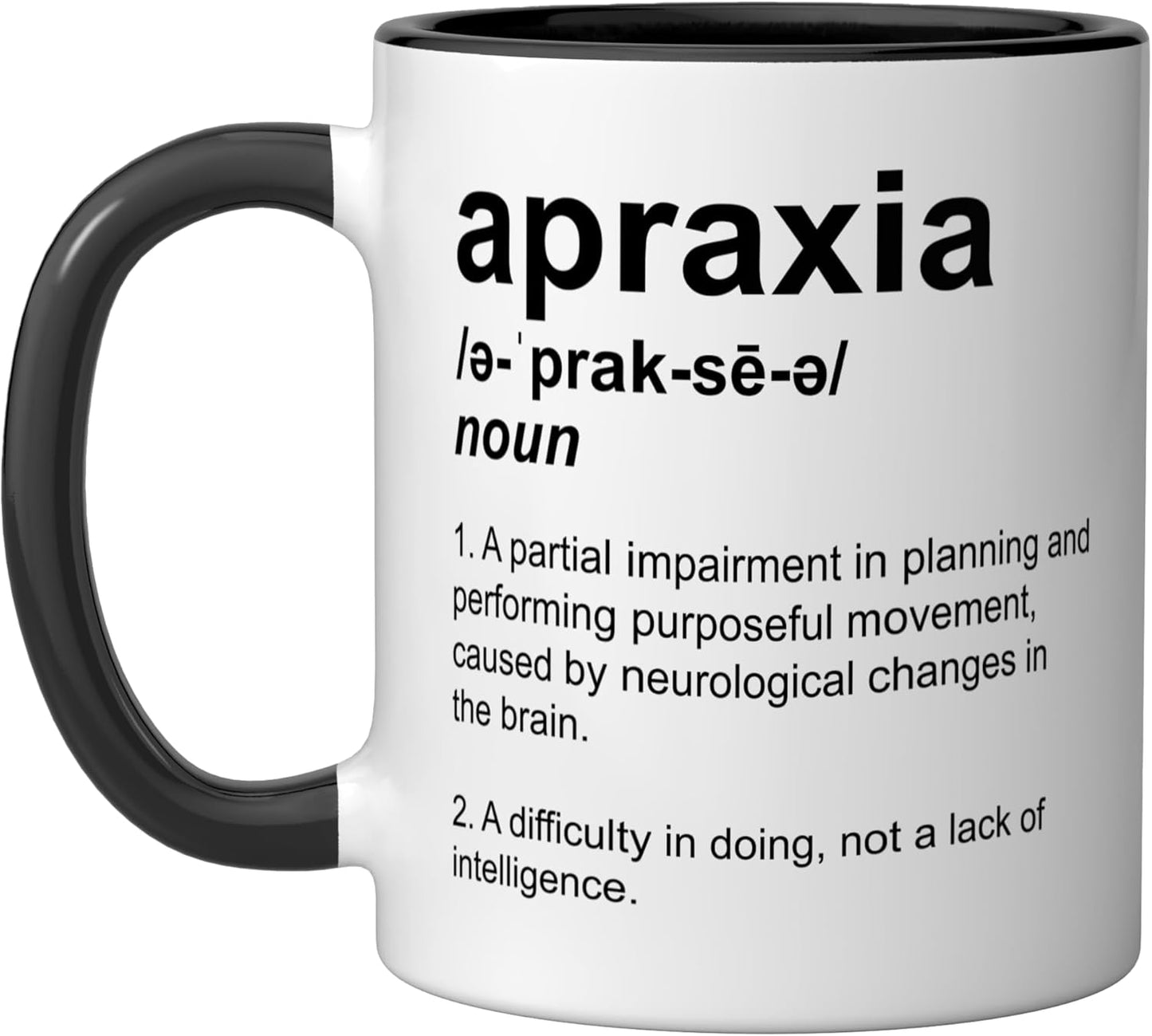 Taza cerámica para apraxia con diseño negro/blanco