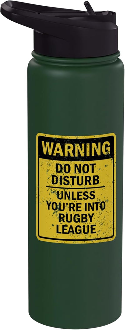Bottella de agua aislada de acero inoxidable con chiste de rugby