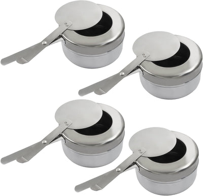 Set 4 Soportes Combustible Acero Inox Con Cubierta Bufé Catering