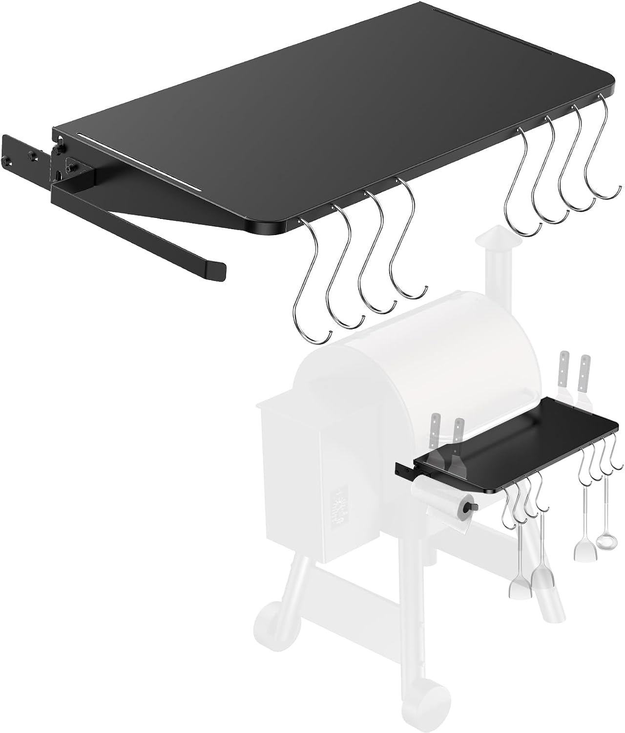 Estante frontal Traeger con ganchos y soporte papel