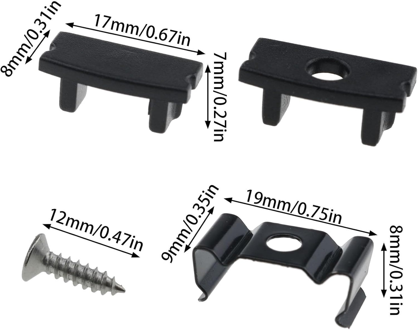 Pack 16 clips metal LED canal con tapas y difusores U