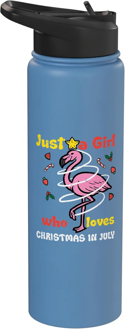 Botella de agua acero inoxidable sin BPA con flamenco para niñas y mujeres