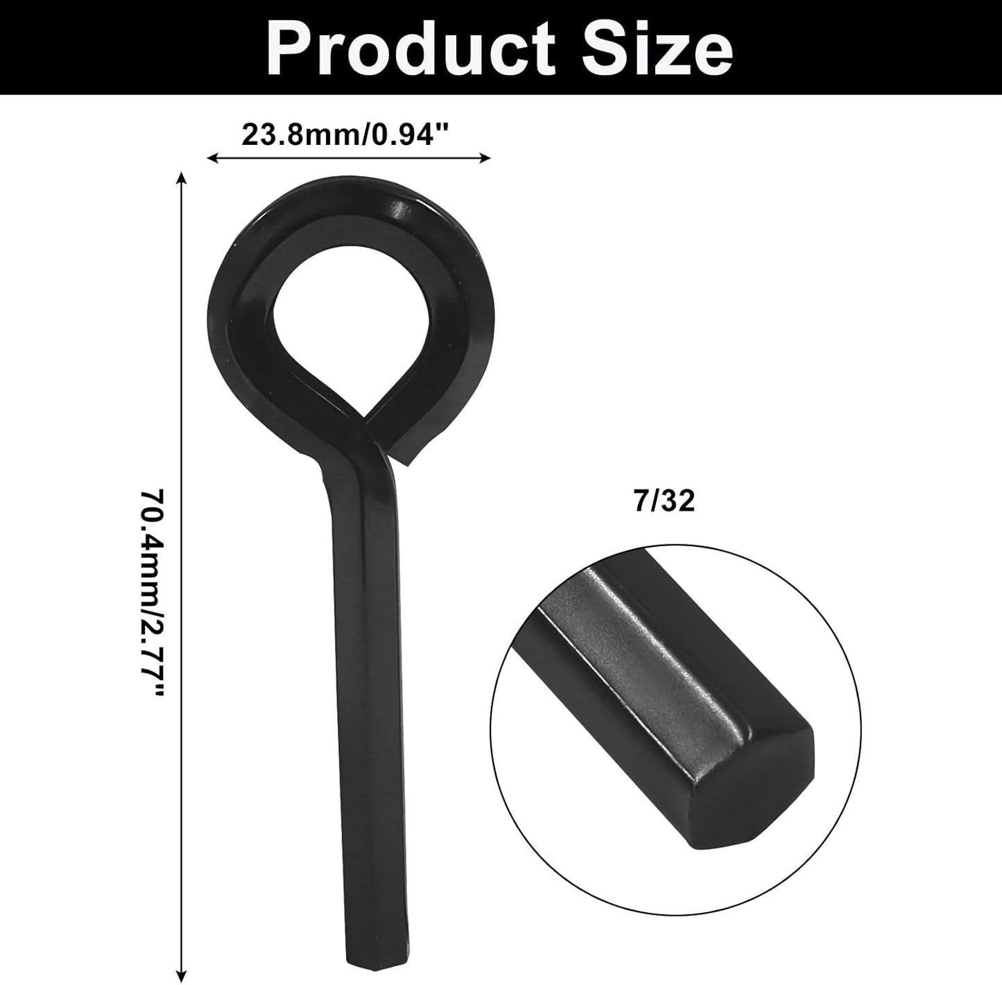 8 Llaves hex 7/32pulg metal negro para puertas de emergencia