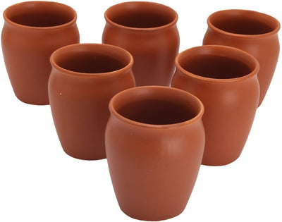 Taza de café Kulhad de arcilla terracota, 6 piezas, color marrón