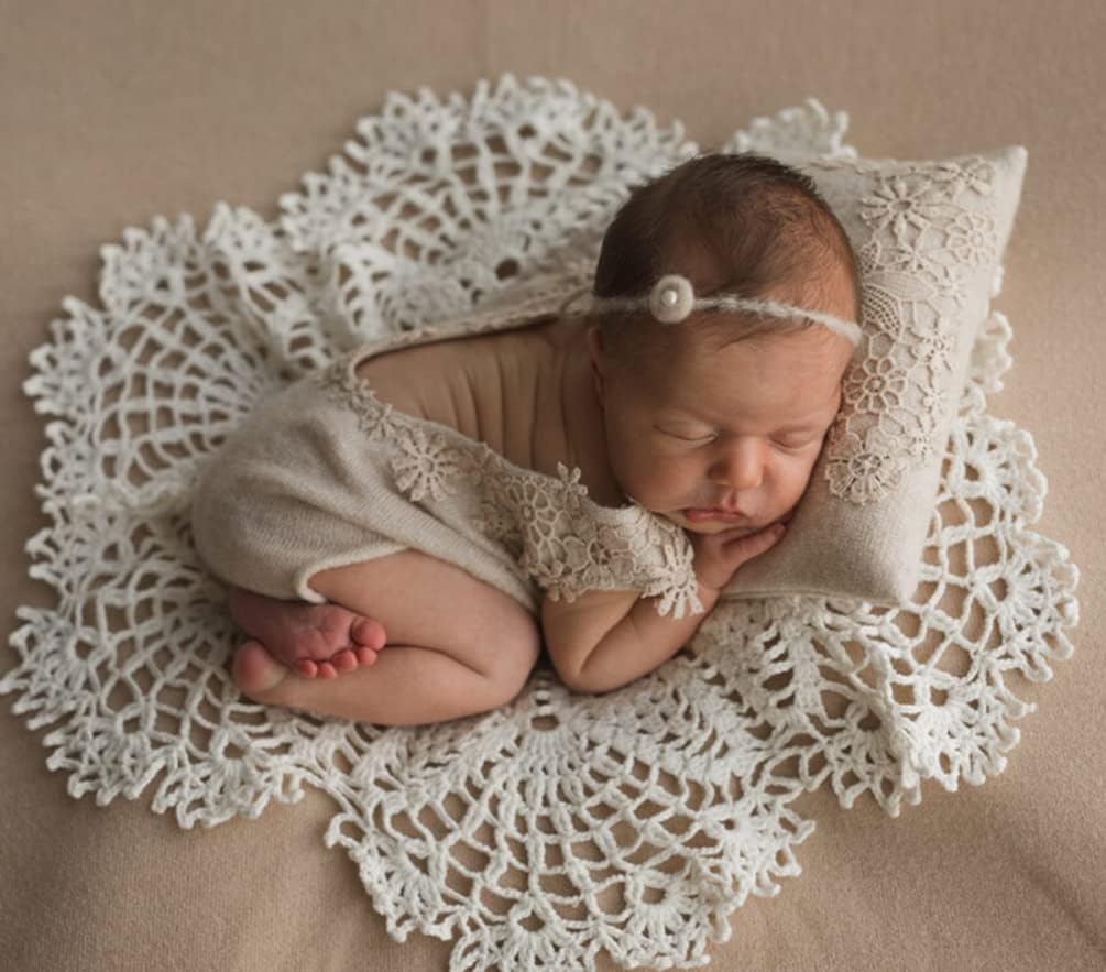 Almohada tapete bebé para fotos con encaje