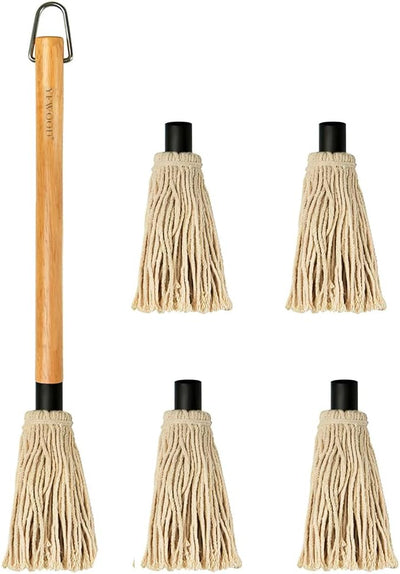 Cepillo barbacoa 18pulg madera mango 4 cabezales repuesto