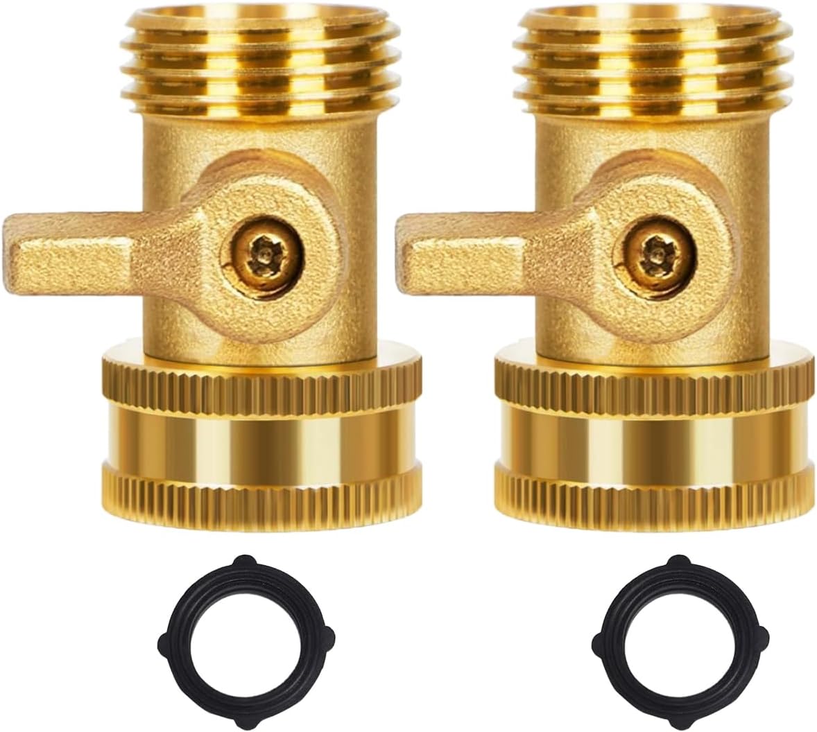 Válvula cierre latón 3/4pulg manguera jardín 2 pack