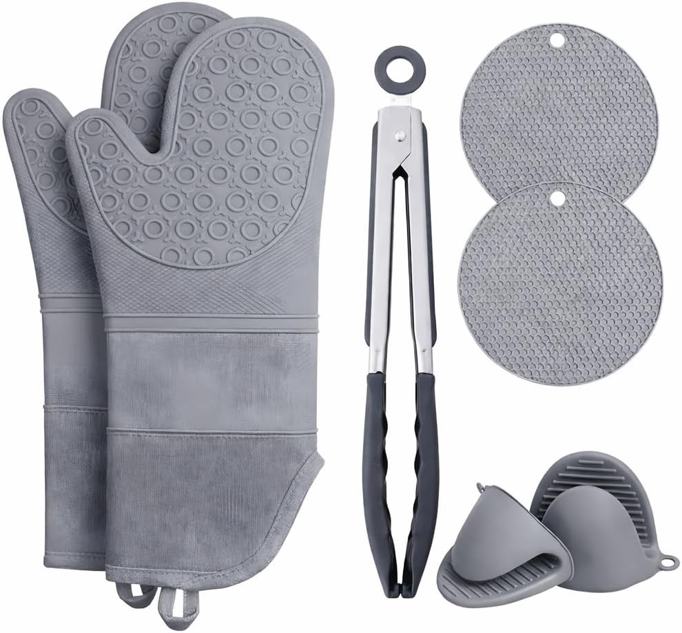 Set 7 Manoplas Horno Agarraderas Pinzas Con Guantes