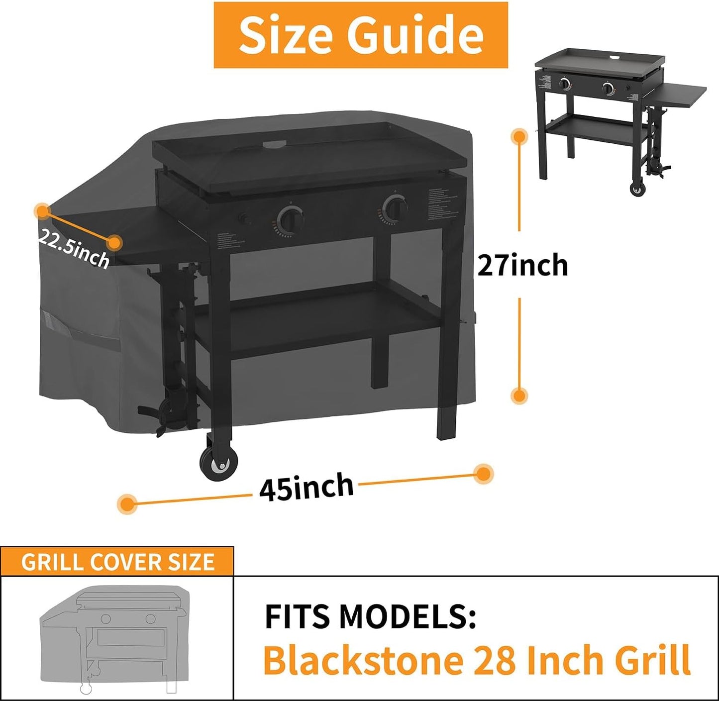 Cubierta parrilla Blackstone 28pulg 600D resistente agua anti-UV