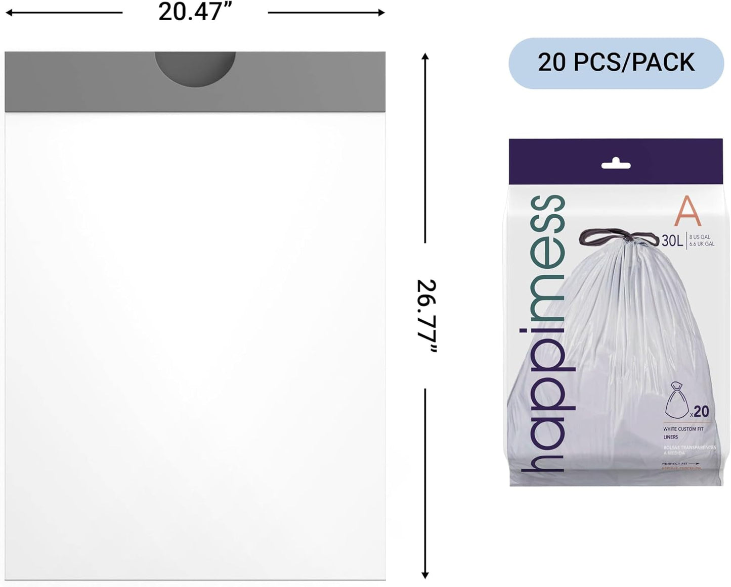 Bolsas basura 8gal sin perfume blancas LDPE cocina 100uds