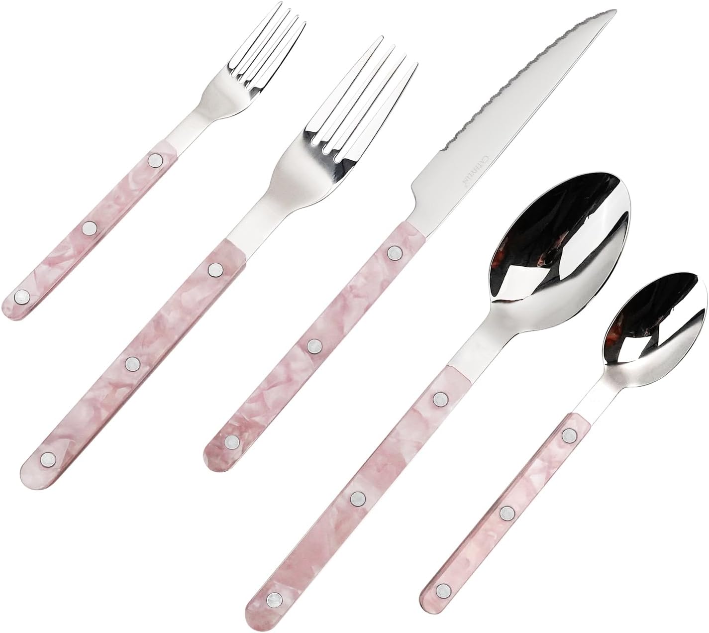 Set 20 Pzas Cubiertos Acero Inox 18/10 con Mango Resina