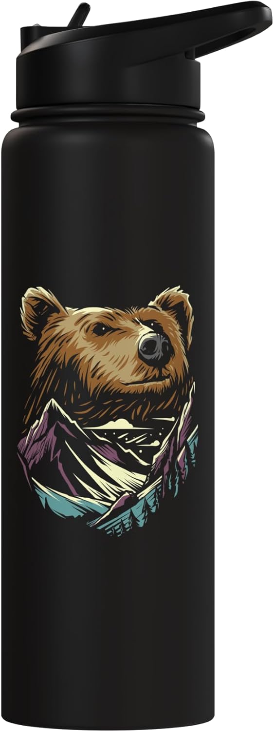 Botella de agua aislada de acero inoxidable Bear Forest Mountain