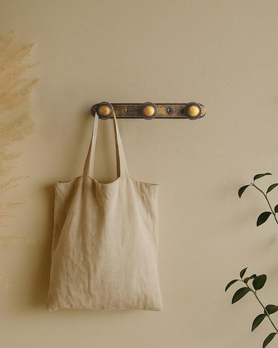Perchero latón vintage para pared con ganchos zinc