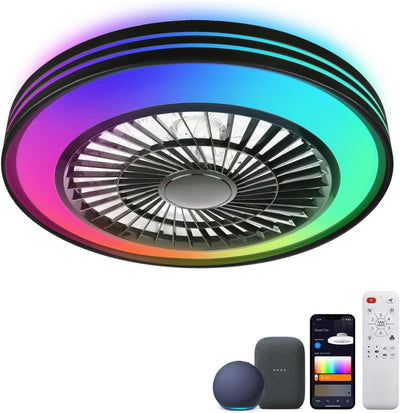 Ventilador techo RGB 20pulg luz control remoto