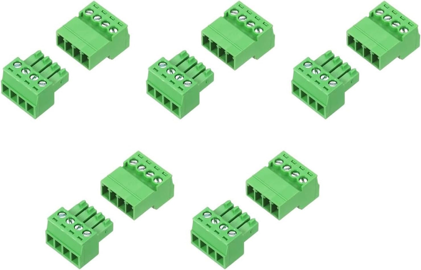 Set 5 Conectores Bloque 4 Pines 0.138pulg 28-16AWG Tipo Phoenix