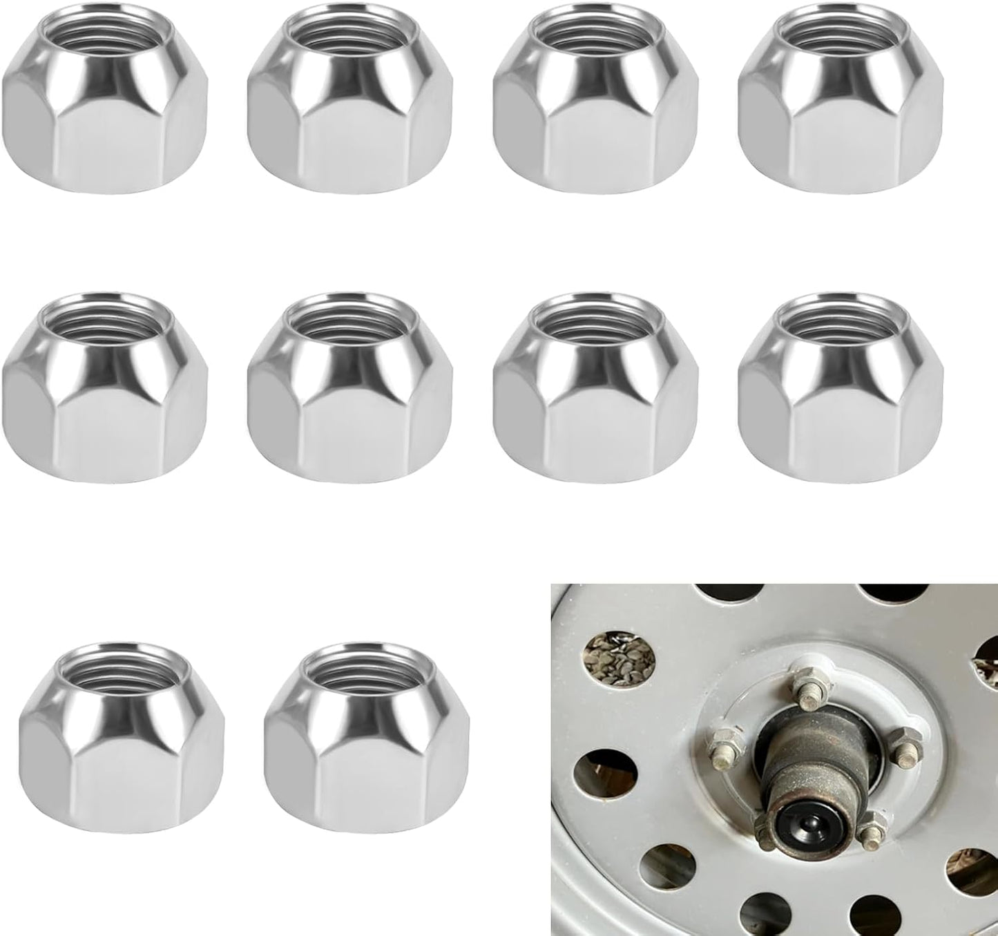 10 Tuercas Llanta Remolque 1/2 a 20pulg Chapadas Zinc