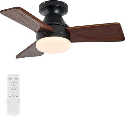 Ventilador techo madera 30pulg luz motor CC reversible remoto