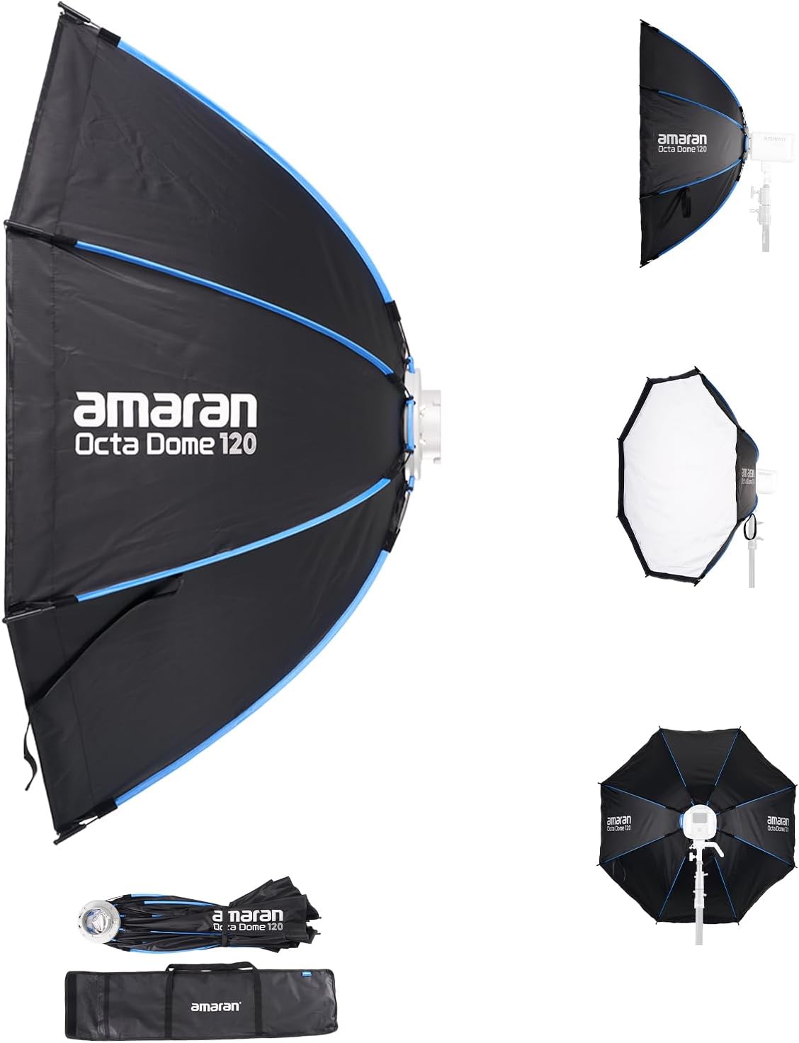 Caja luz plegable octogonal 4ft con rejilla difusión y bolsa