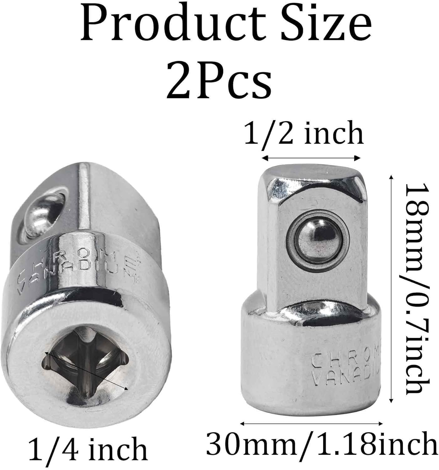Adaptadores enchufe 1/4 pulg hembra a 1/2 pulg macho acero CR-V