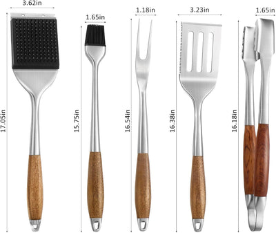 Set 3 herramientas barbacoa acero inox espátula tenedor pinzas