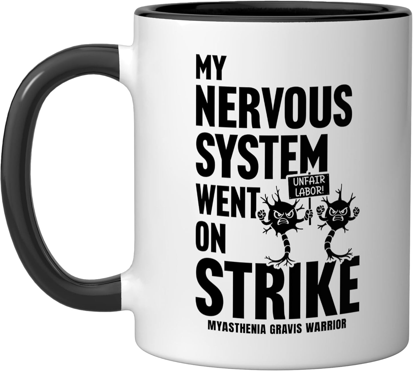 Taza cerámica para miastenia gravis guerrero negro/blanco