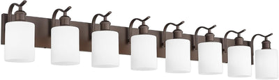 Lámpara baño 8 luces vidrio leche metal marrón aceitado